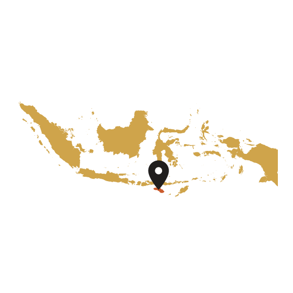 Map of Indonesia with a black marker pointing to a Sumba Island region