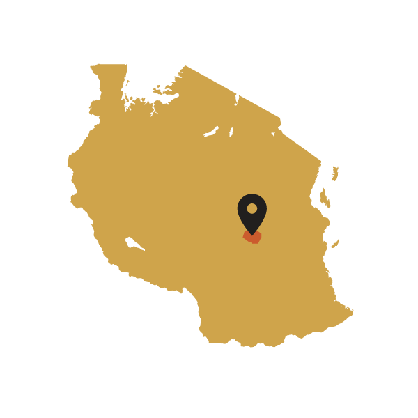 Map of Tanzania with a black marker pointing to a Udzungwa region
