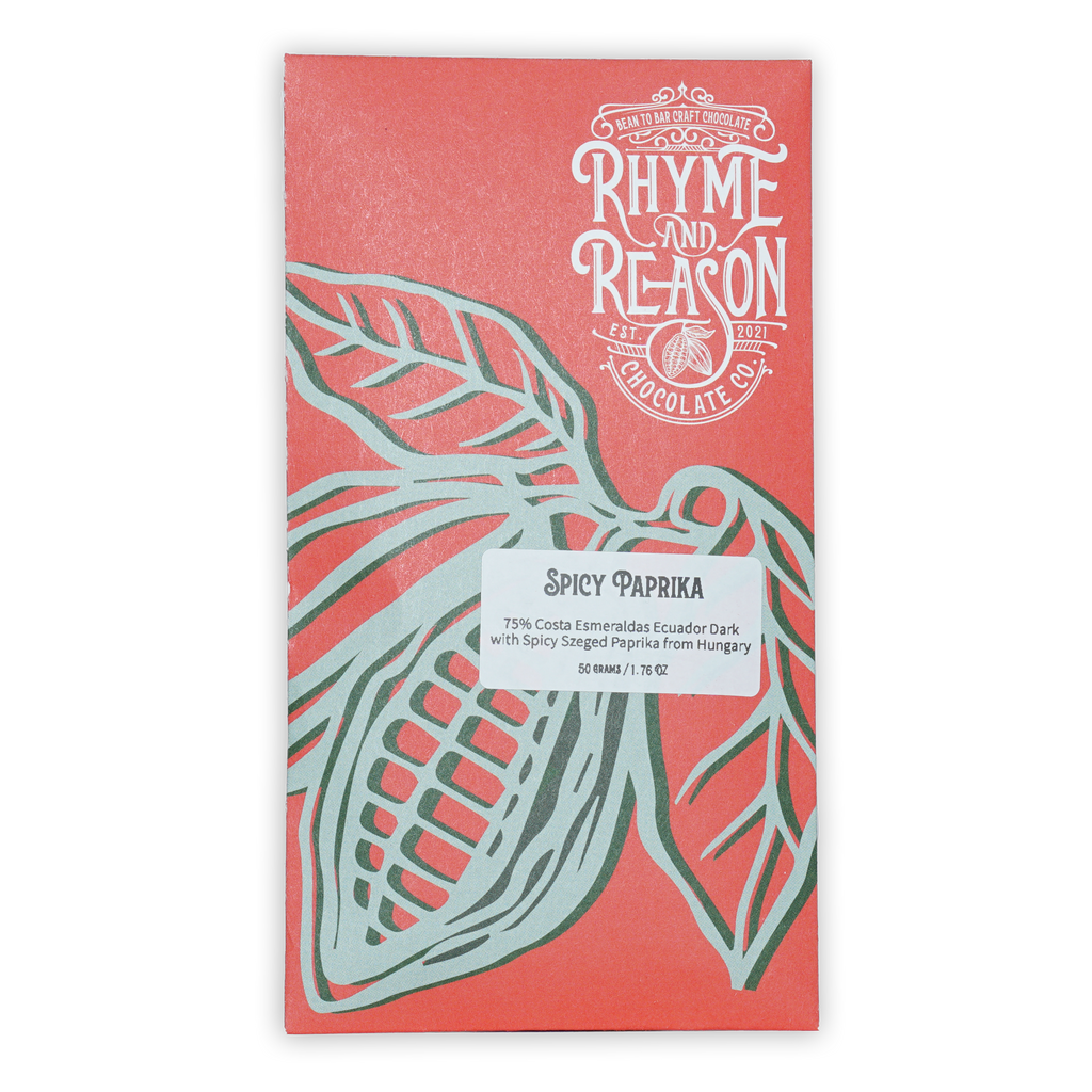Rhyme and Reason Dark Spicy Paprika 75% chocolate bar wrapper