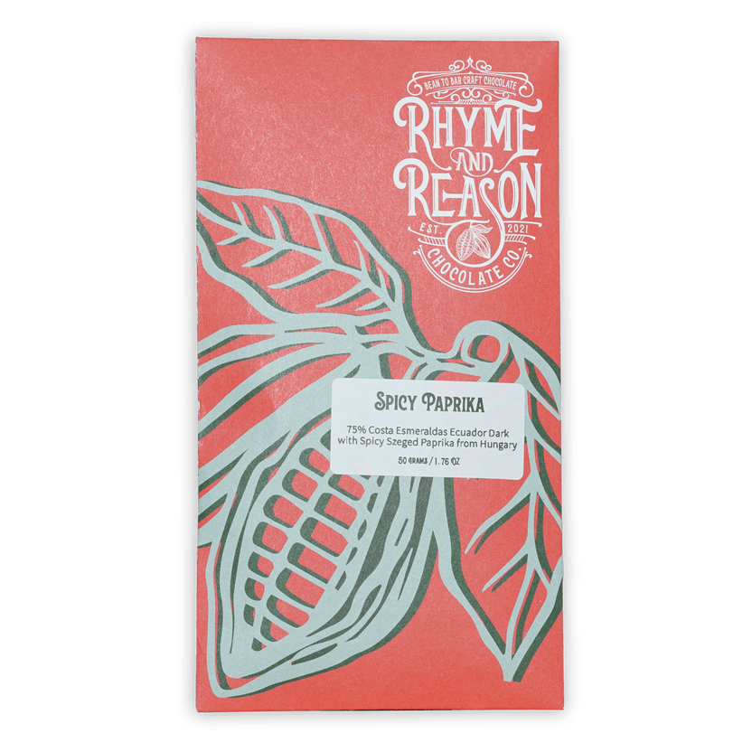 Rhyme and Reason Dark Spicy Paprika 75% chocolate bar wrapper