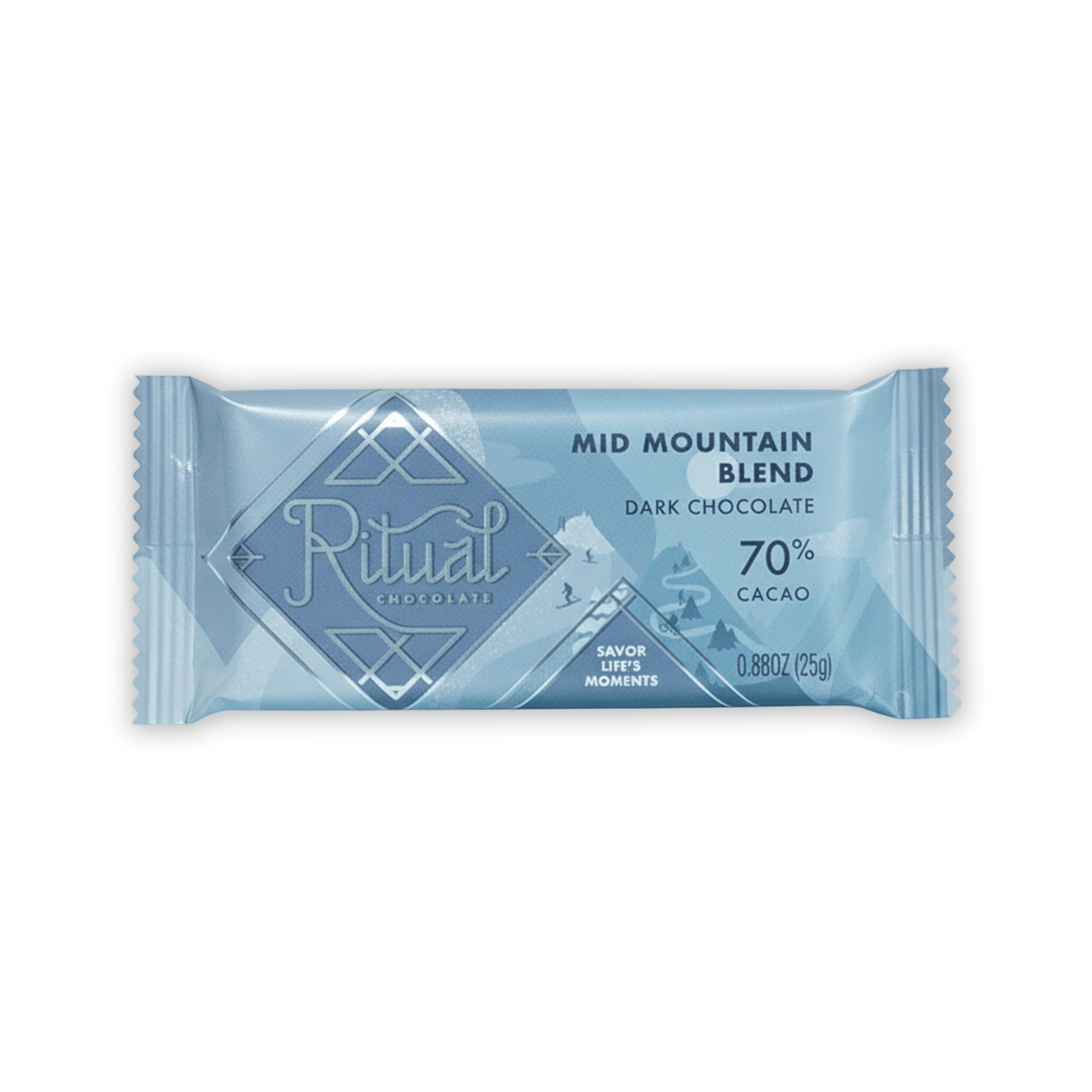Ritual Mini Bars Mid Mountain light blue foil bar with diamond logo