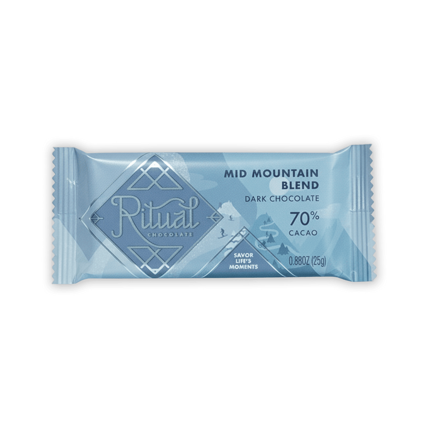 Ritual Mini Bars Mid Mountain light blue foil bar with diamond logo