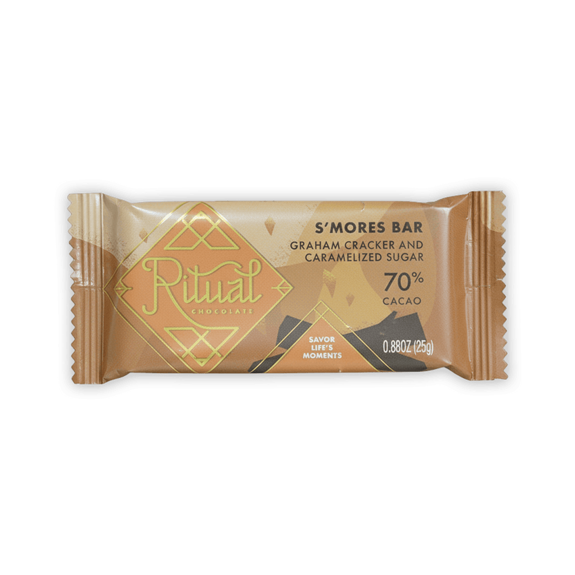 Ritual Mini Bars S’mores chocolate bar in foil with gold designs