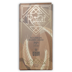 Ritual Bourbon Barrel Aged 75% brown gold foil bar with art deco wheat patterns