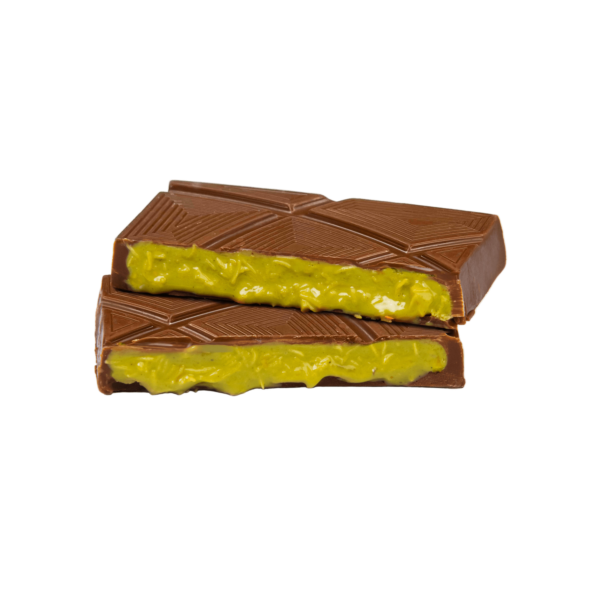 SNAAP Dubai Milk Chocolate 42% by Auro with dark geometric bar and green filling