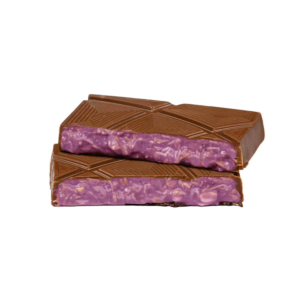 SNAAP Manila Ube Ganache Milk Chocolate 42% bar by Auro with nuts
