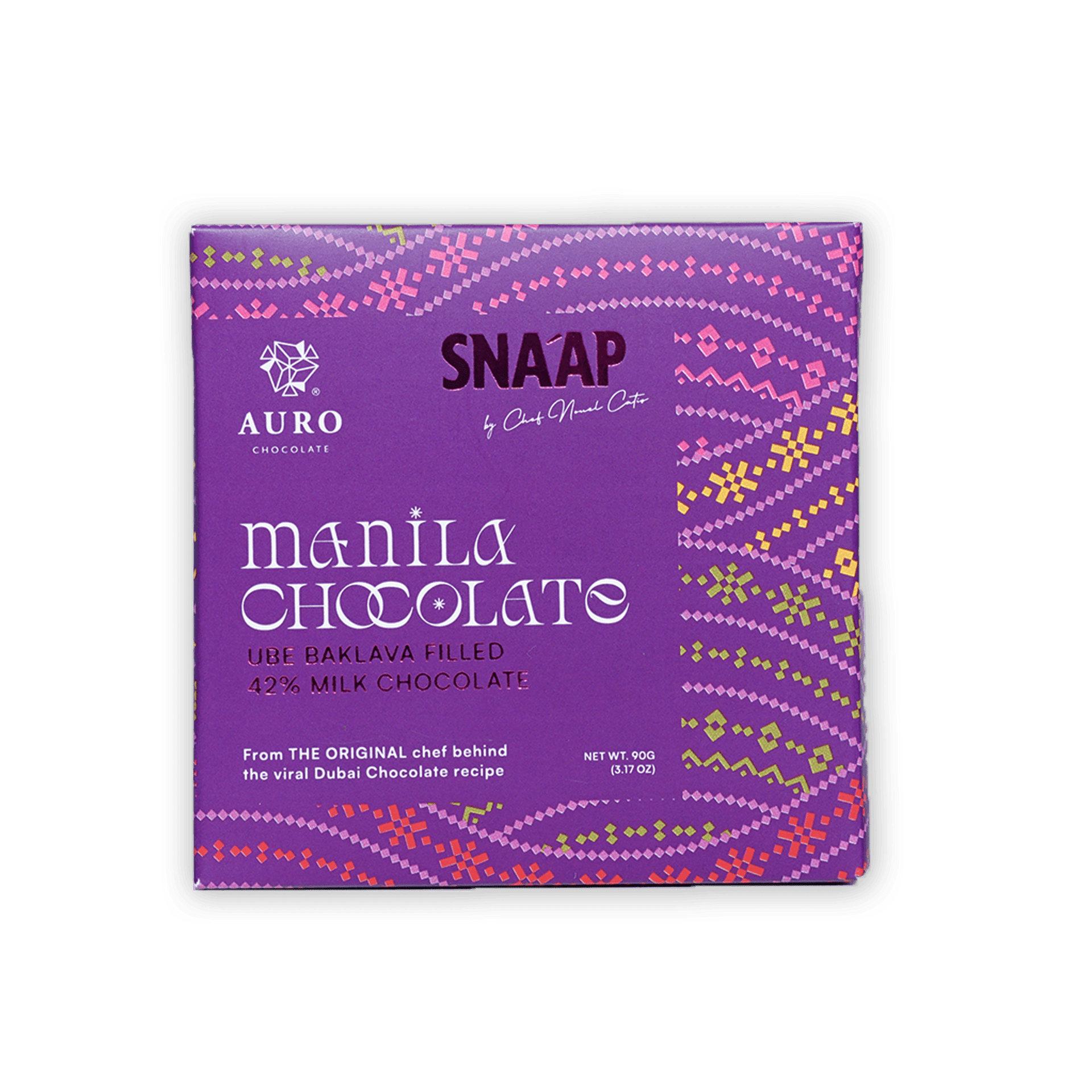 SNAAP Manila Ube Ganache Milk Chocolate 42% by Auro purple box