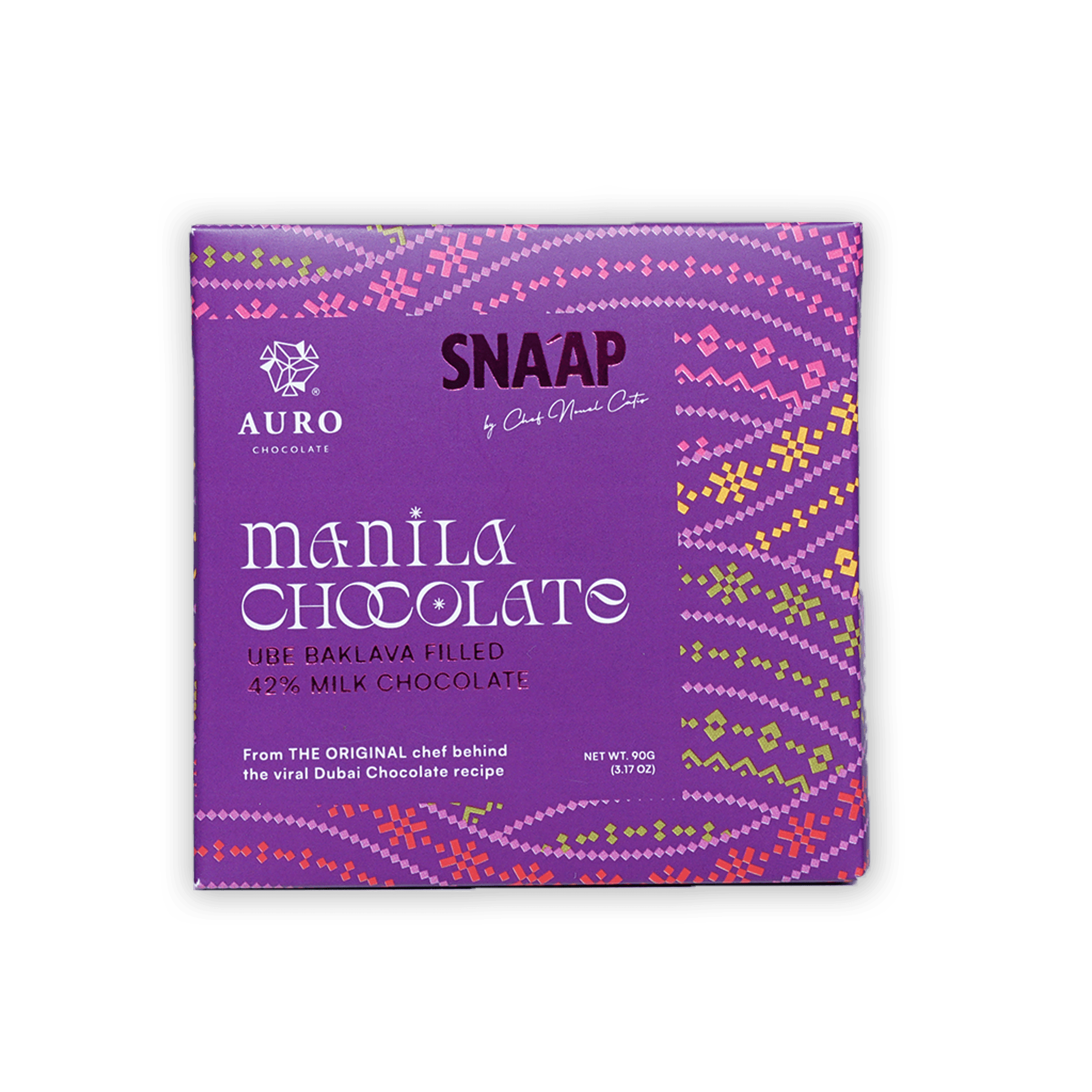 SNAAP Manila Ube Ganache Milk Chocolate 42% by Auro purple box