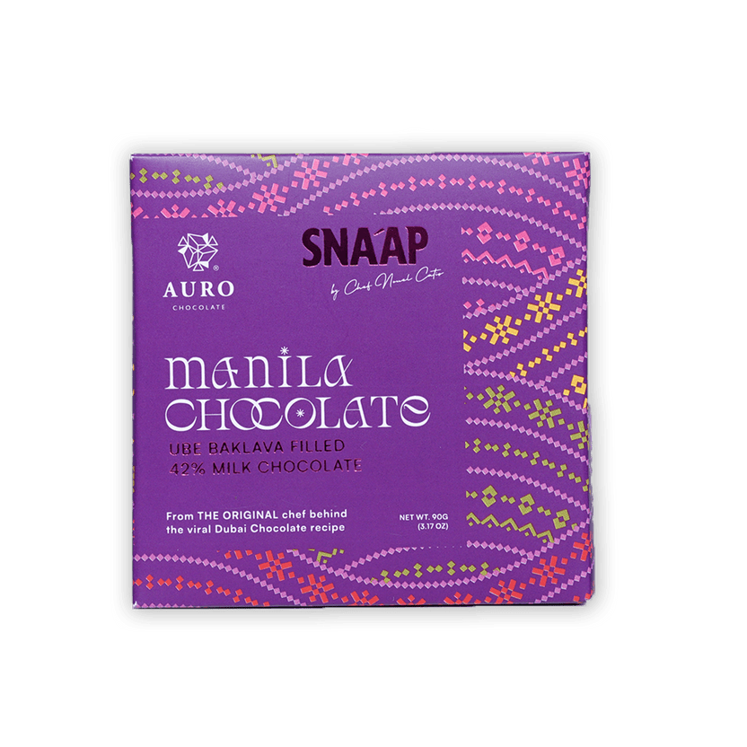 SNAAP Manila Ube Ganache Milk Chocolate 42% by Auro purple box