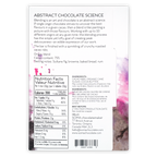 Back of Soma Abstract Chocolate Science 75% white package with pink-purple splatters