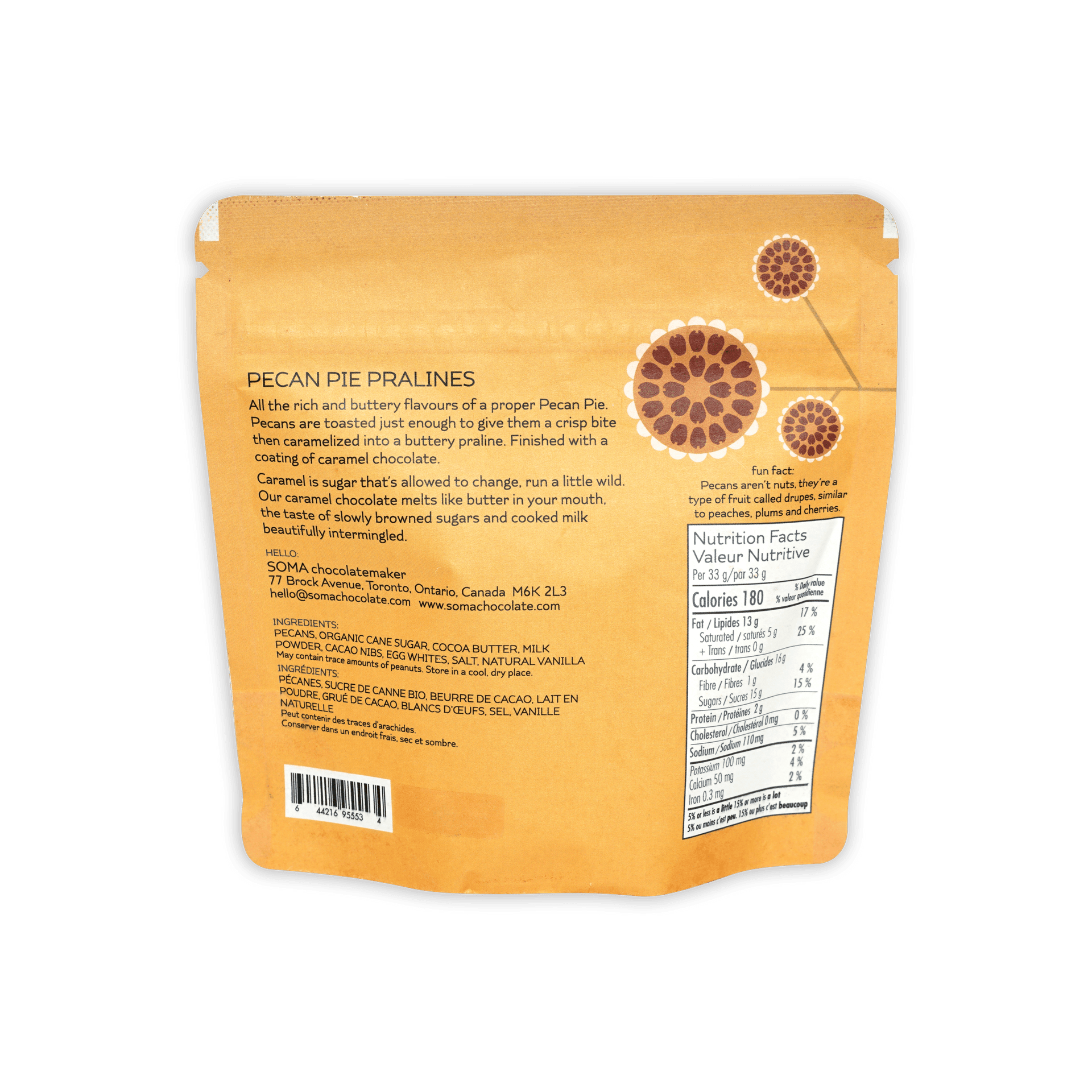 Soma Chocolatemaker orange pecan pie pralines pouch