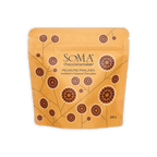 Vibrant orange Soma Chocolate Pecan Pie Pralines pouch in caramel chocolate