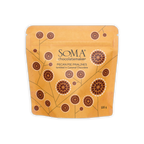 Vibrant orange Soma Chocolate Pecan Pie Pralines pouch in caramel chocolate