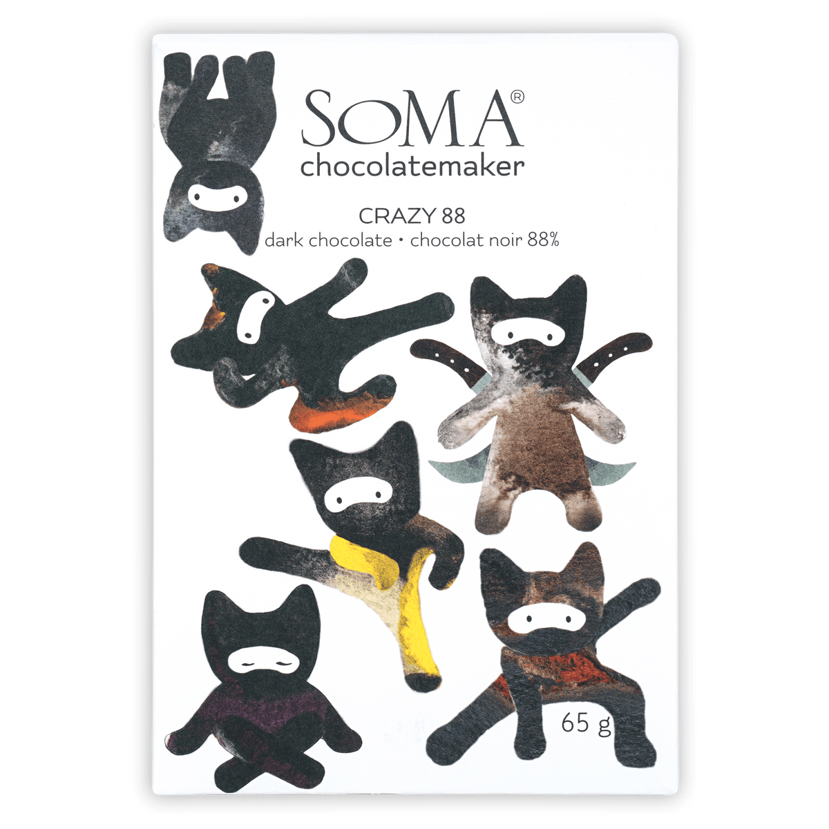 Soma Crazy 88% Dark Chocolate Bar with Ninja Cats