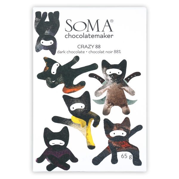 Soma Crazy 88% Dark Chocolate Bar with Ninja Cats – Bar & Cocoa