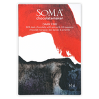 Soma Dark Fire 66% chocolate bar in vibrant red white gray wrapper