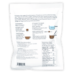 Back of Soma Drinking Chocolate Gianduja white paper packaging with black text and preparation illustrations