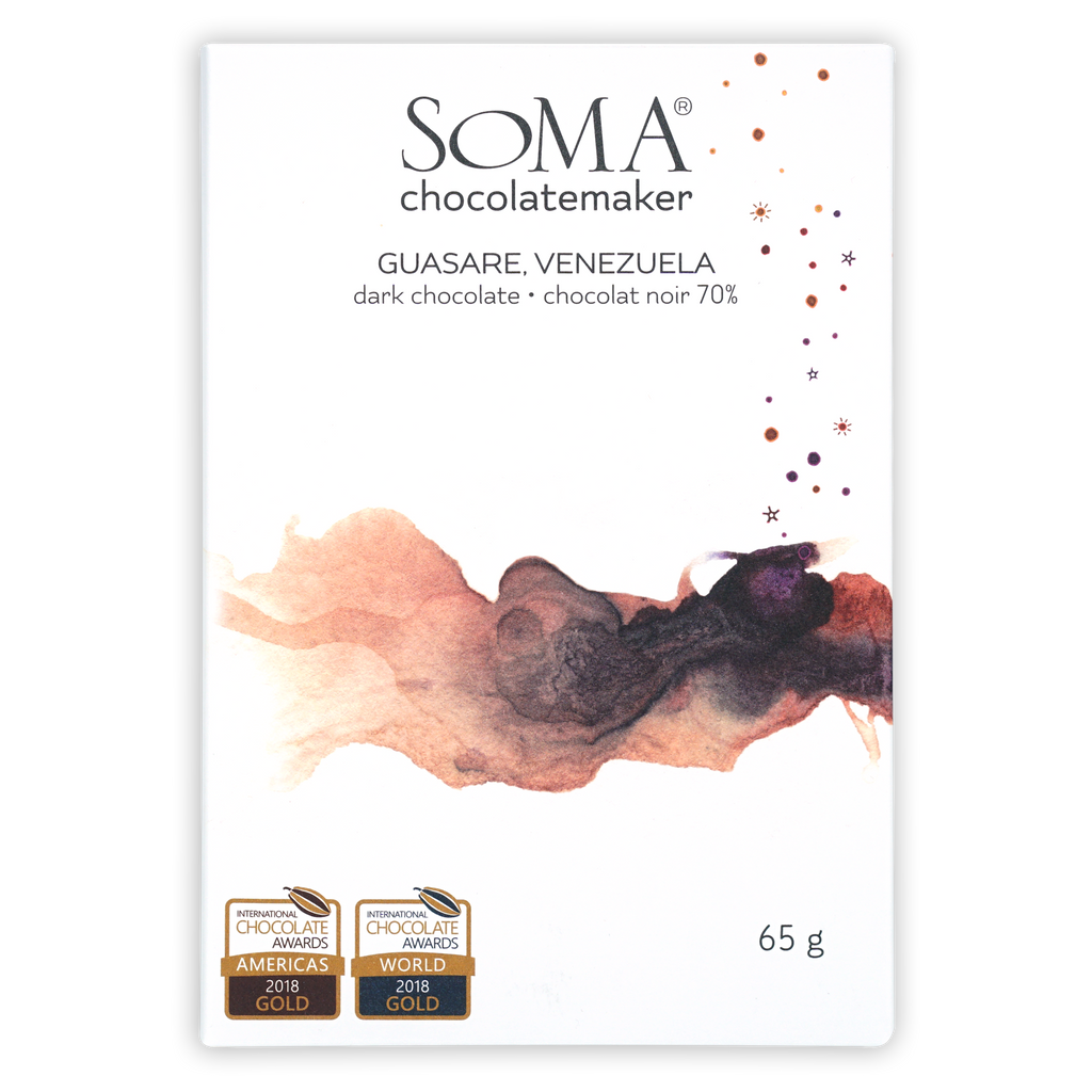 Soma Guasare Venezuela 70% dark chocolate bar in white wrapper