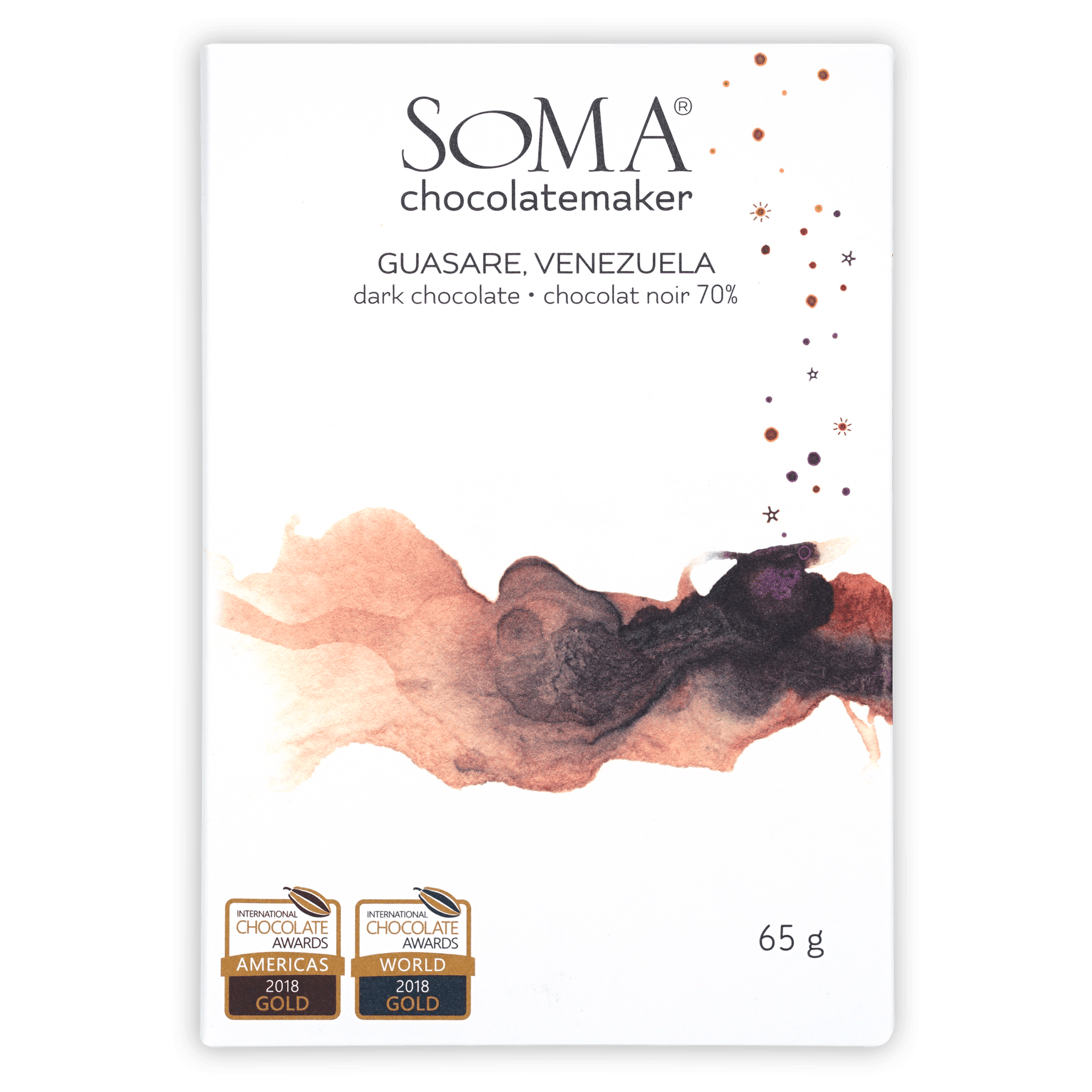 Soma Guasare Venezuela 70% dark chocolate bar in white wrapper