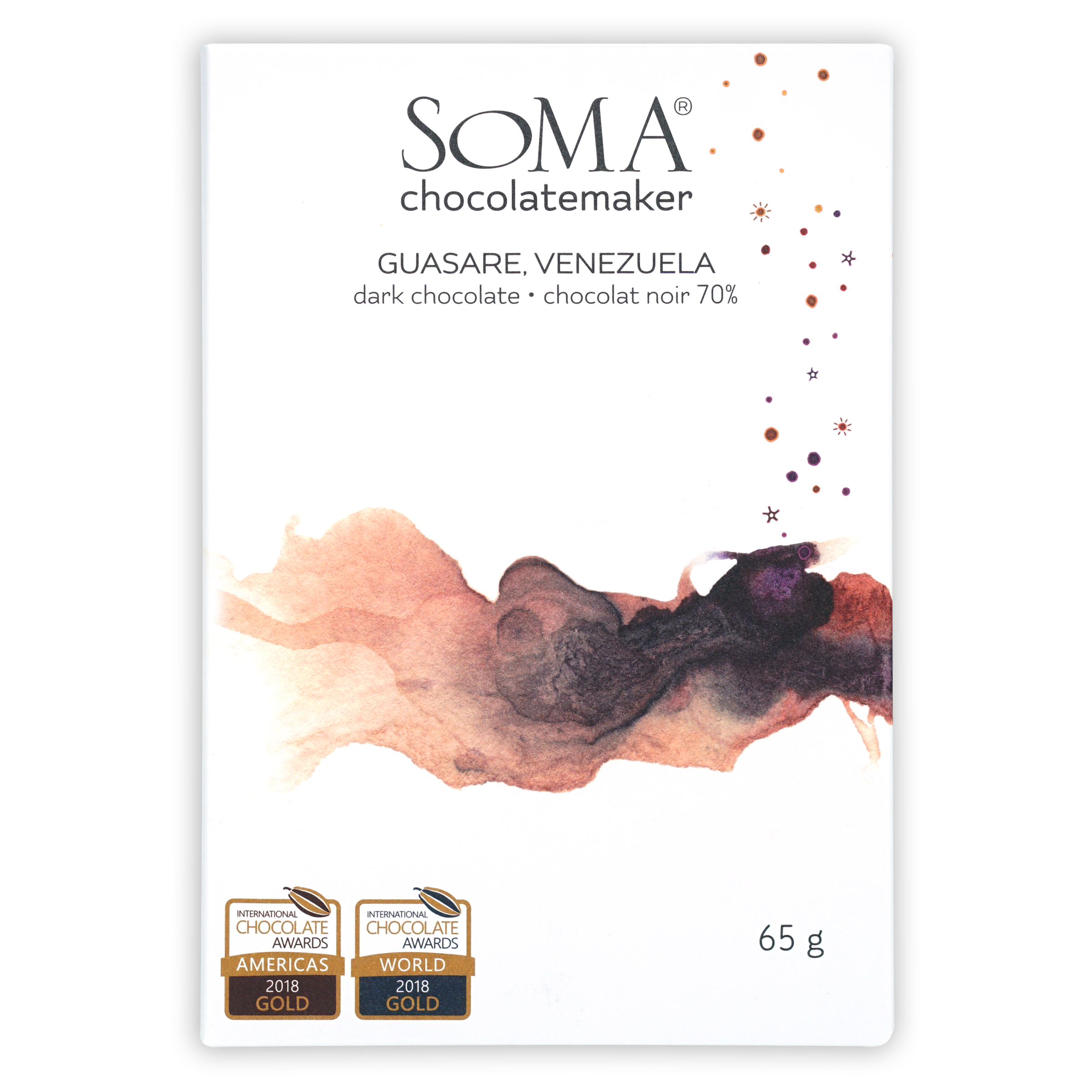 Soma Guasare Venezuela 70% dark chocolate bar in white wrapper