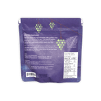Soma Milk Chocolate Covered Green Raisins purple pouch back with nutritional info