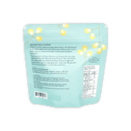 Soma milk chocolate covered roasted corn light blue pouch with yellow string lights