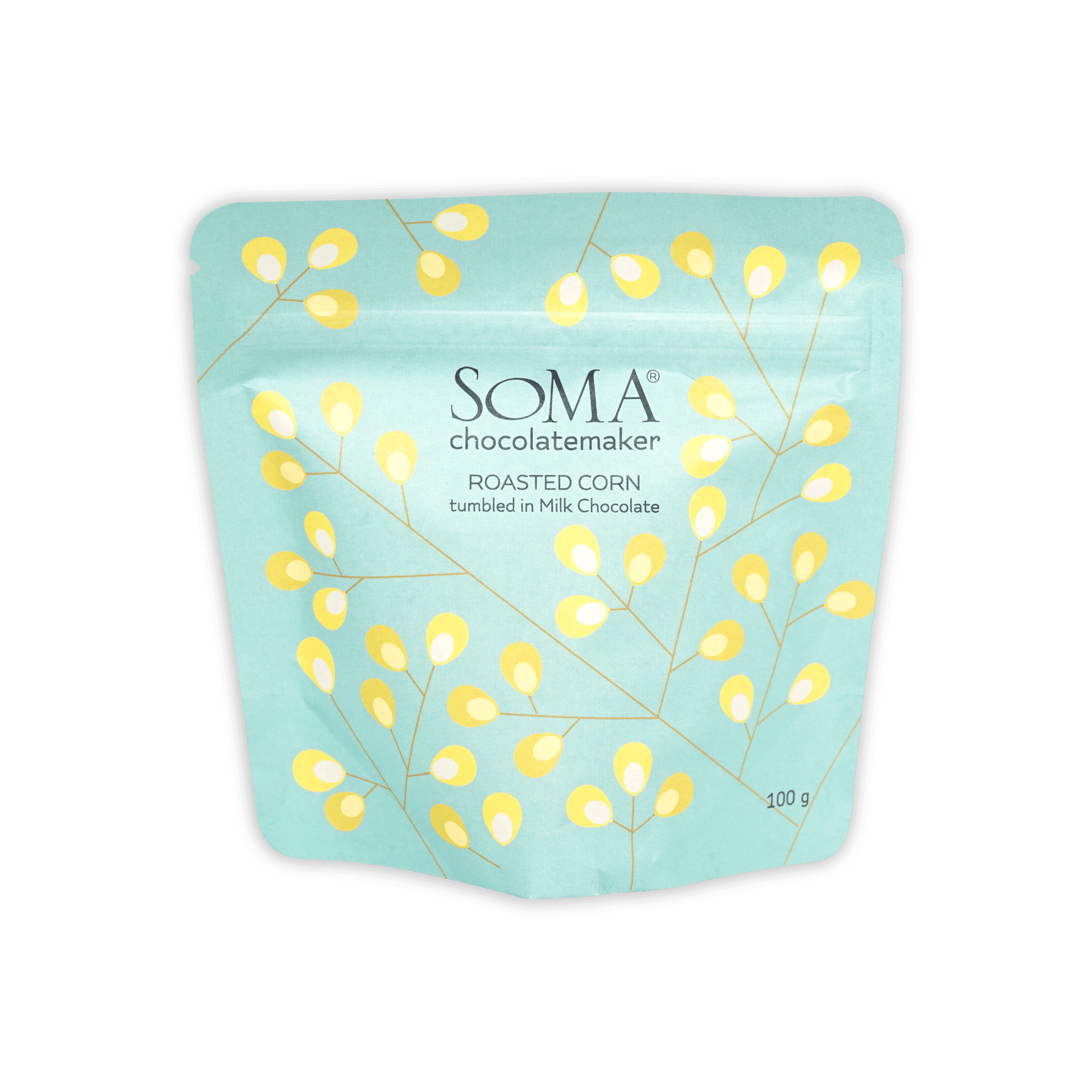Soma Milk Chocolate Covered Roasted Corn 100g light blue pouch