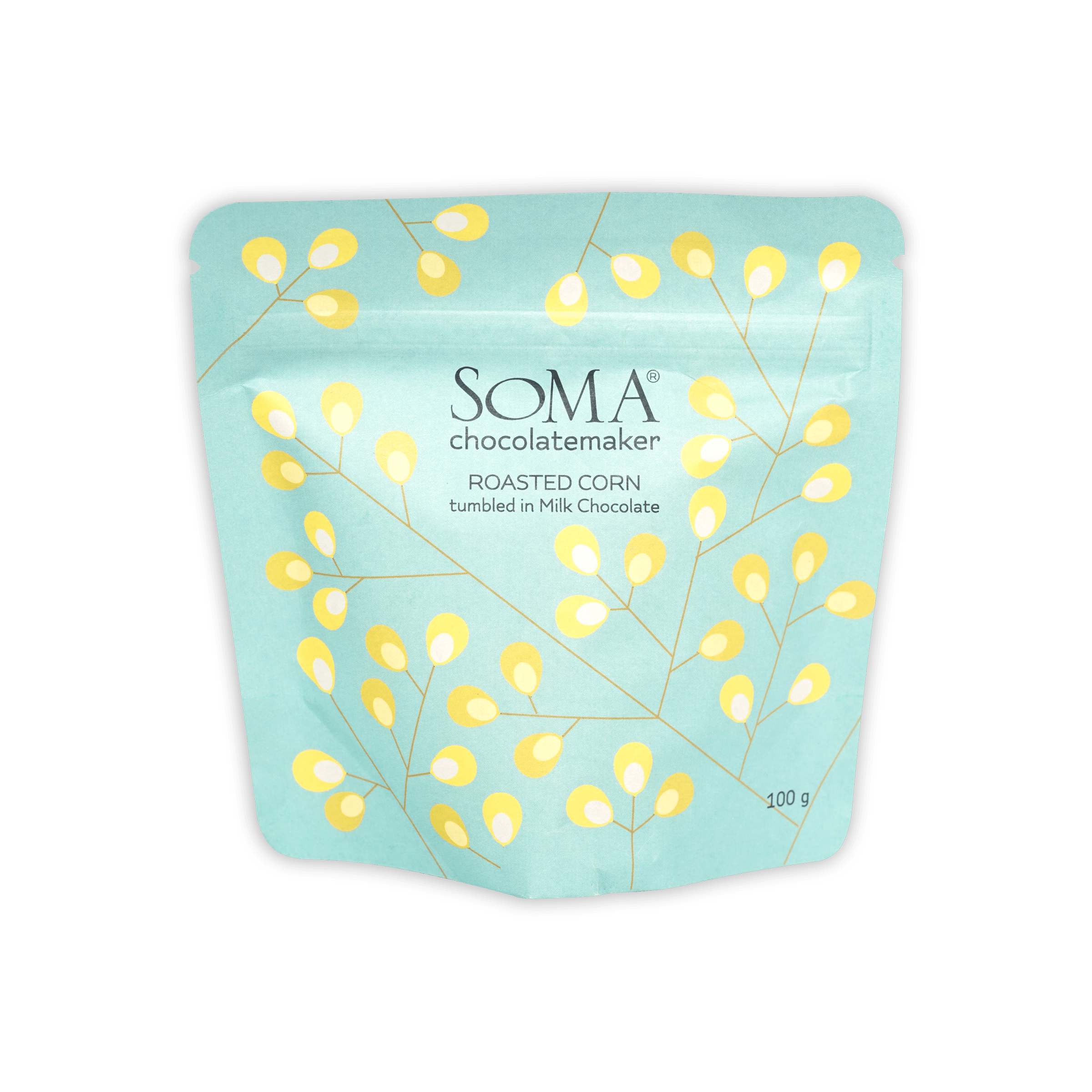 Soma Milk Chocolate Covered Roasted Corn 100g light blue pouch