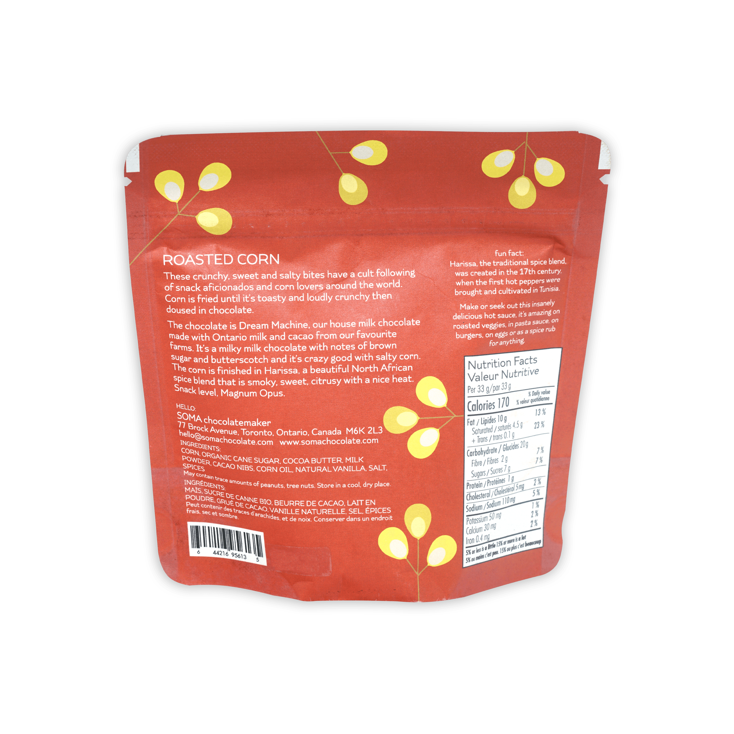 Soma milk chocolate covered roasted corn with spiced harissa resealable pouch
