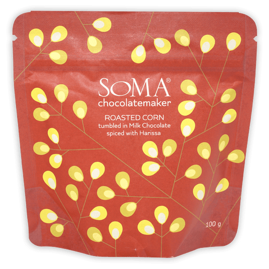 Soma Milk Chocolate Covered Roasted Corn w/ Spiced Harissa