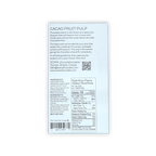 Back of Soma Mini Cacao Fruit Pulp white box with ingredients and nutrition facts