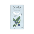 Soma Mini Haskap Berry light blue chocolate package with berry leaves illustration