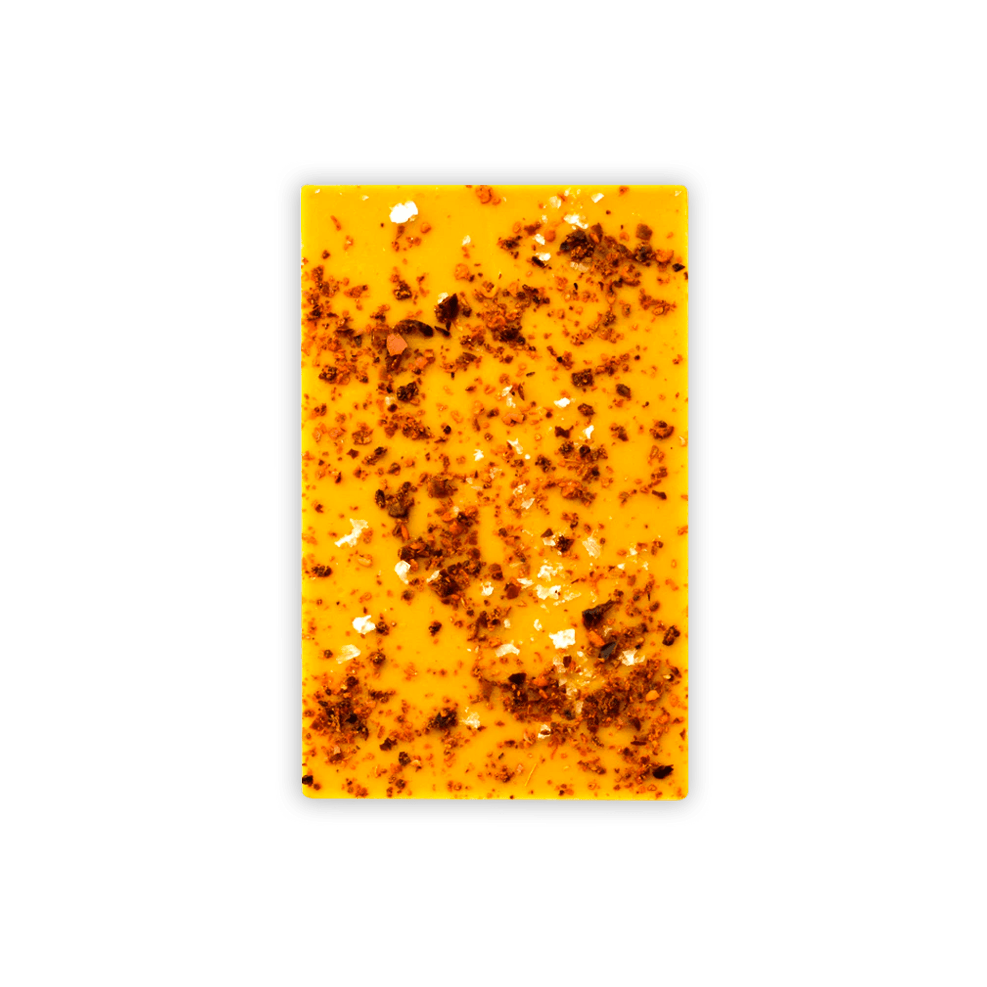 Soma Mini Mango Chili Bar: vibrant orange bar with brown and white specks