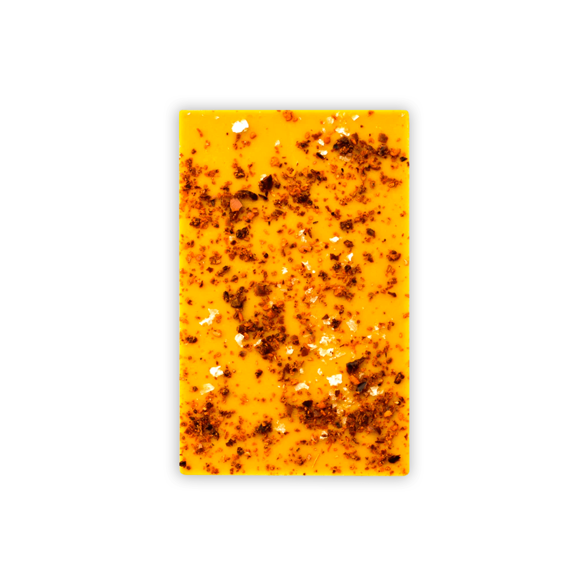 Soma Mini Mango Chili Bar: vibrant orange bar with brown and white specks