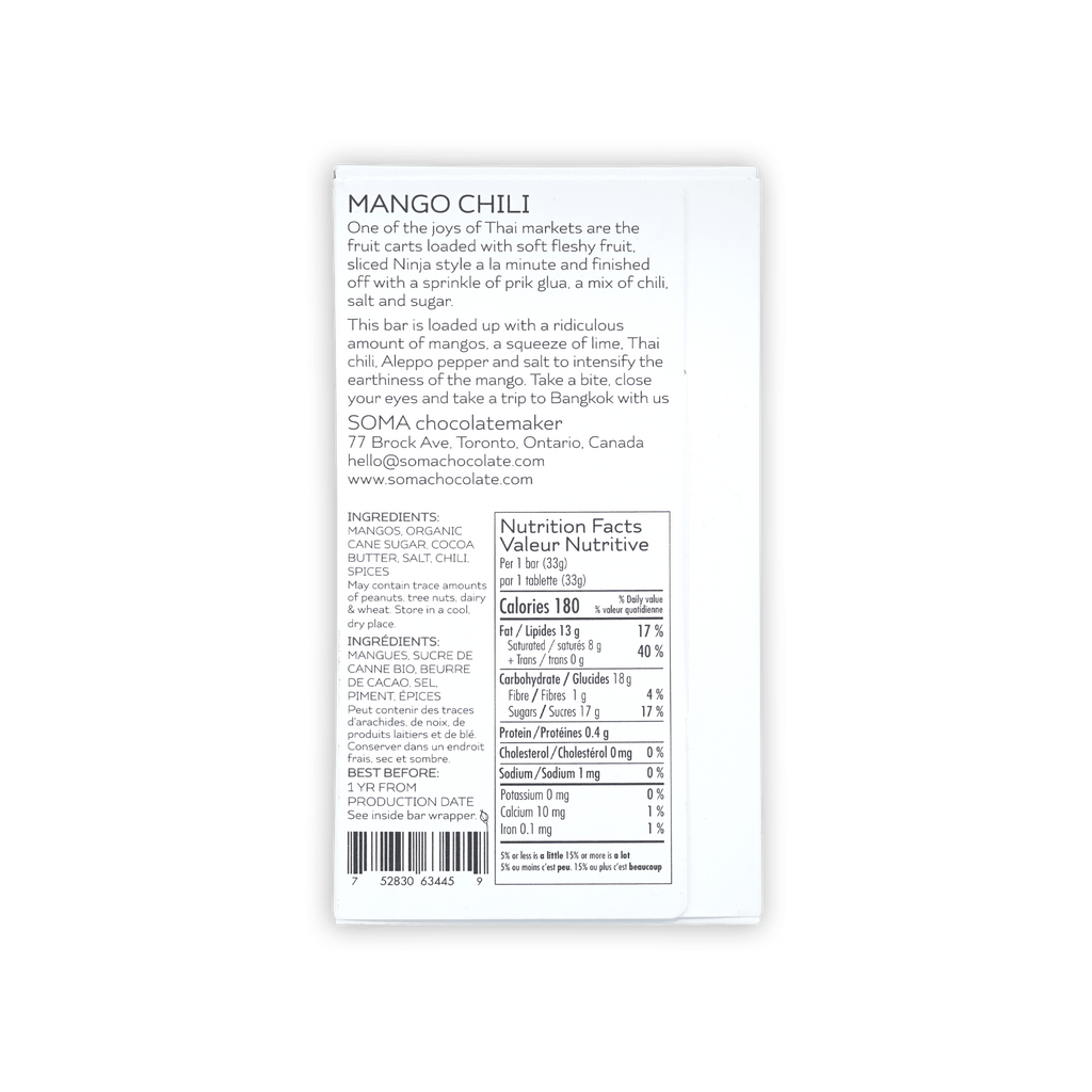Soma Mini Mango Chili Bar white rectangular wrapper