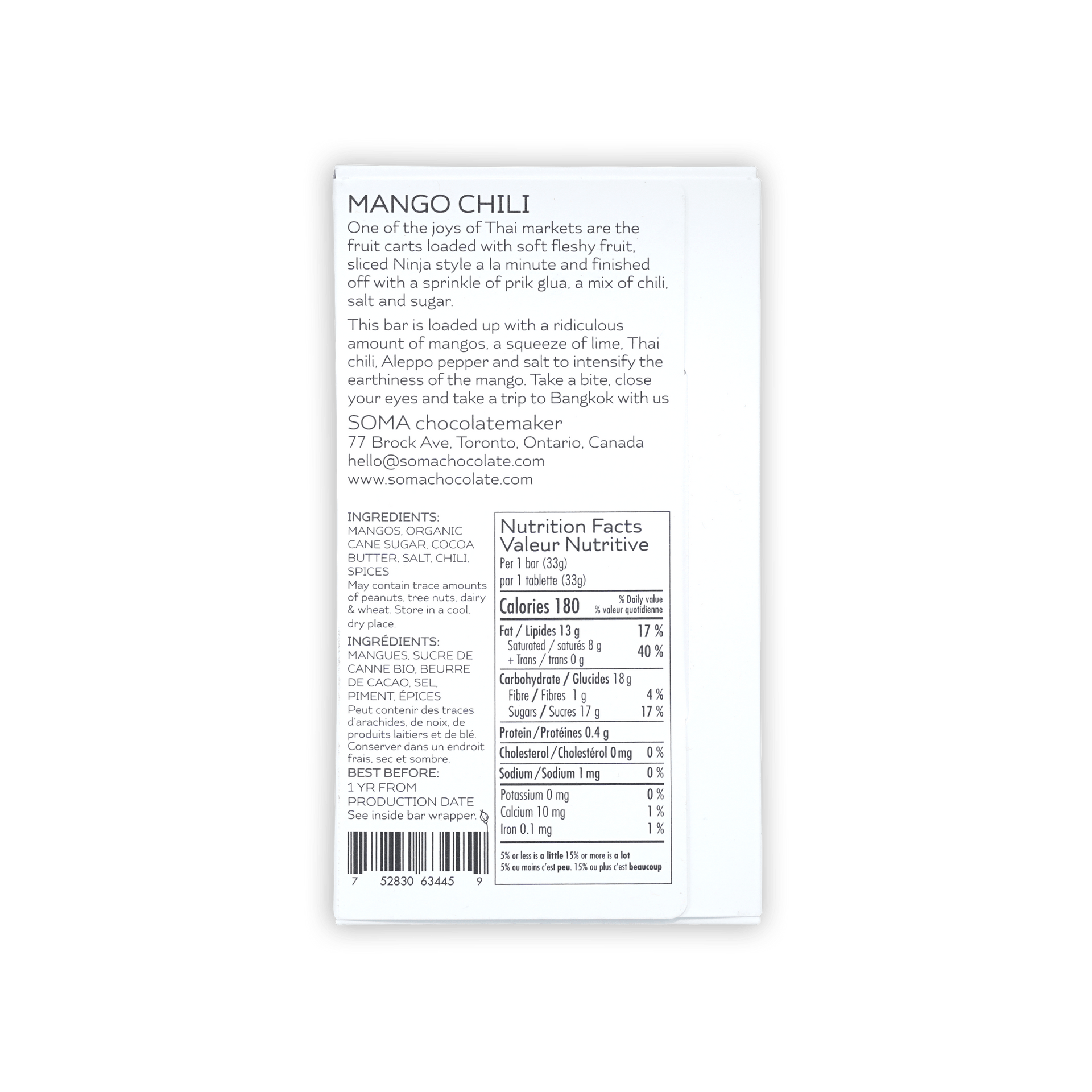 Soma Mini Mango Chili Bar white rectangular wrapper