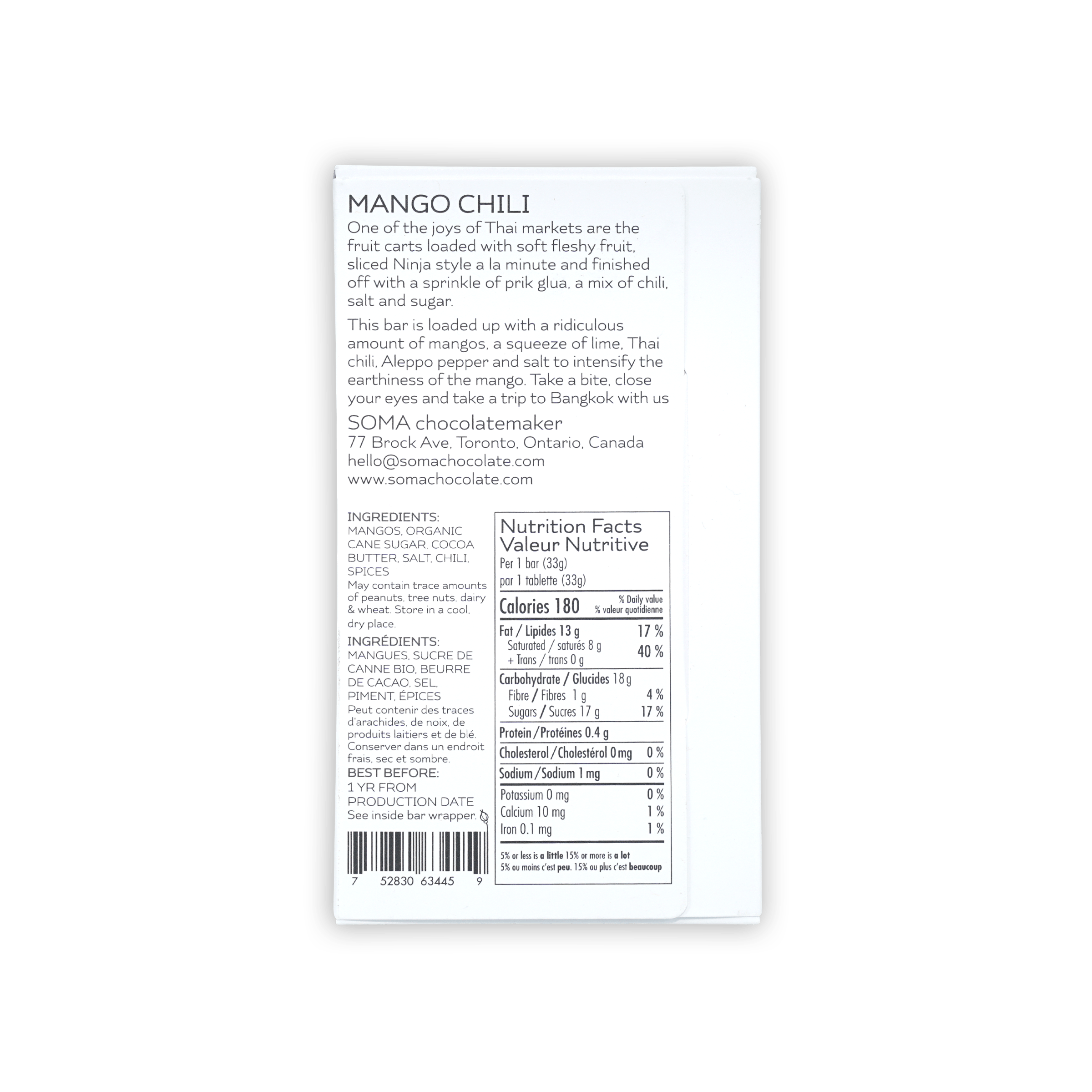Soma Mini Mango Chili Bar white rectangular wrapper