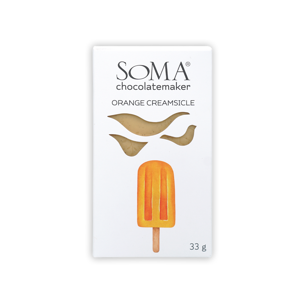Soma Mini Orange Creamsicle Bar in white package with orange popsicle illustration