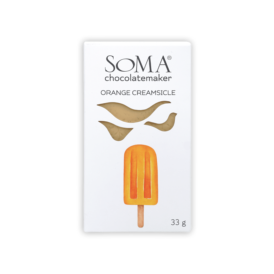 Soma Mini Orange Creamsicle Bar in white package with orange popsicle illustration