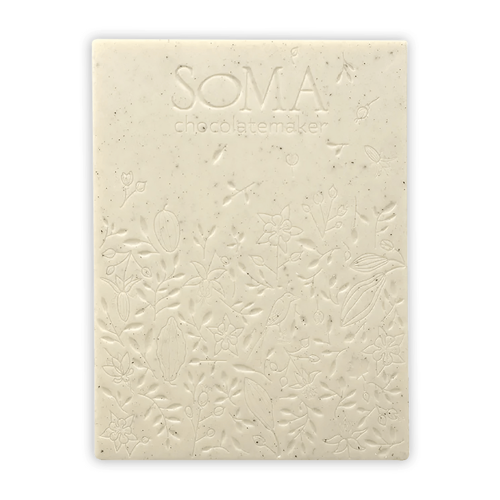 Soma Pompona Vanilla White Chocolate bar with floral embossing