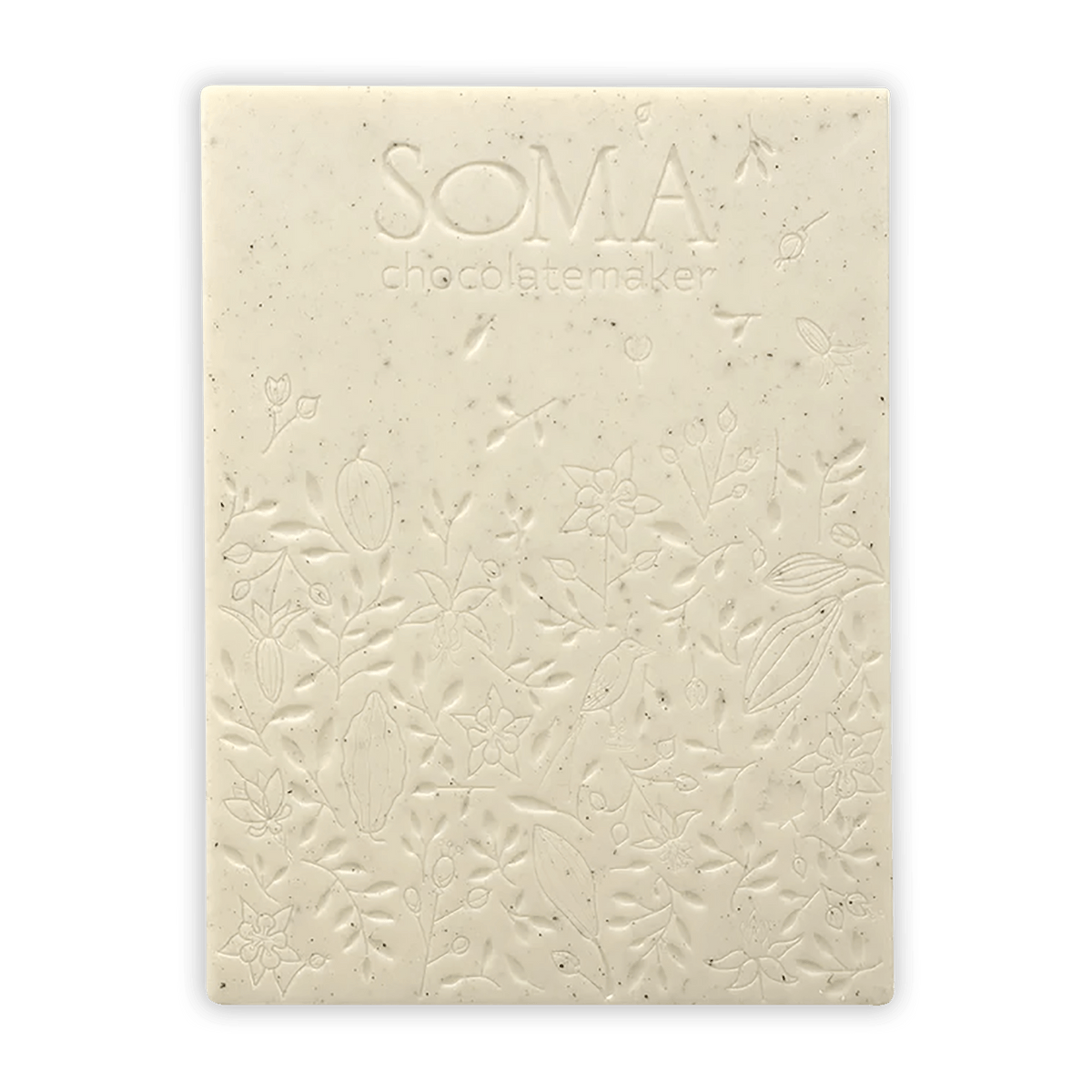 Soma Pompona Vanilla White Chocolate bar with floral embossing
