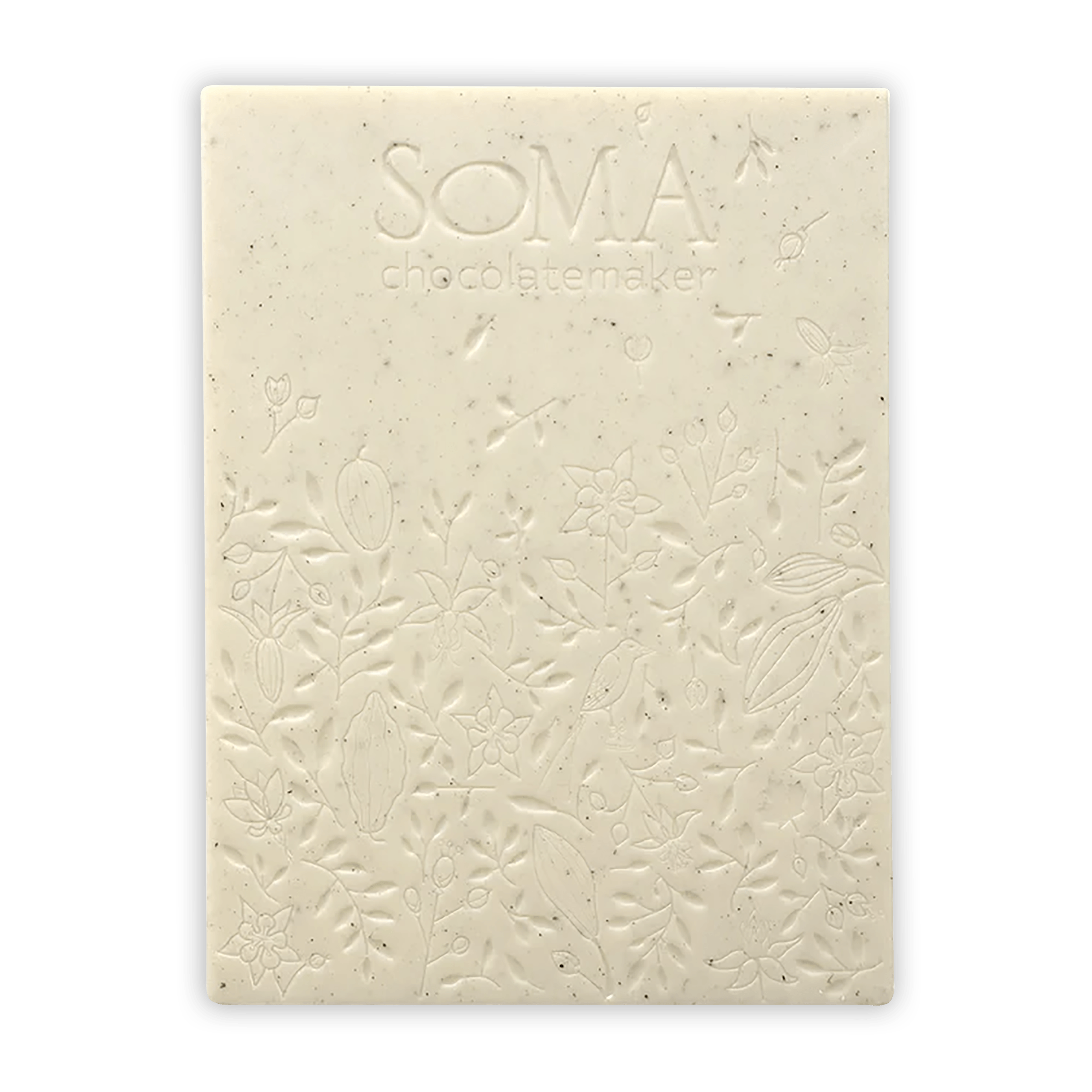 Soma Pompona Vanilla White Chocolate bar with floral embossing