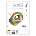Soma chocolatemaker Porcelana, Venezuela dark chocolate 70% box, white with a colorful abstract shape, 65g