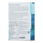 Back of Soma Ramage Vanuatu 70% white chocolate bar wrapper with teal design
