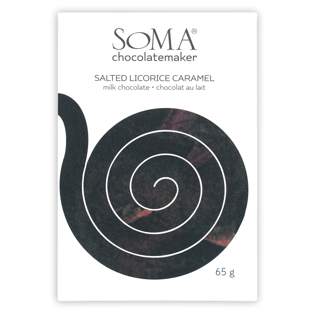 Soma salted licorice caramel milk chocolate bar, 65g