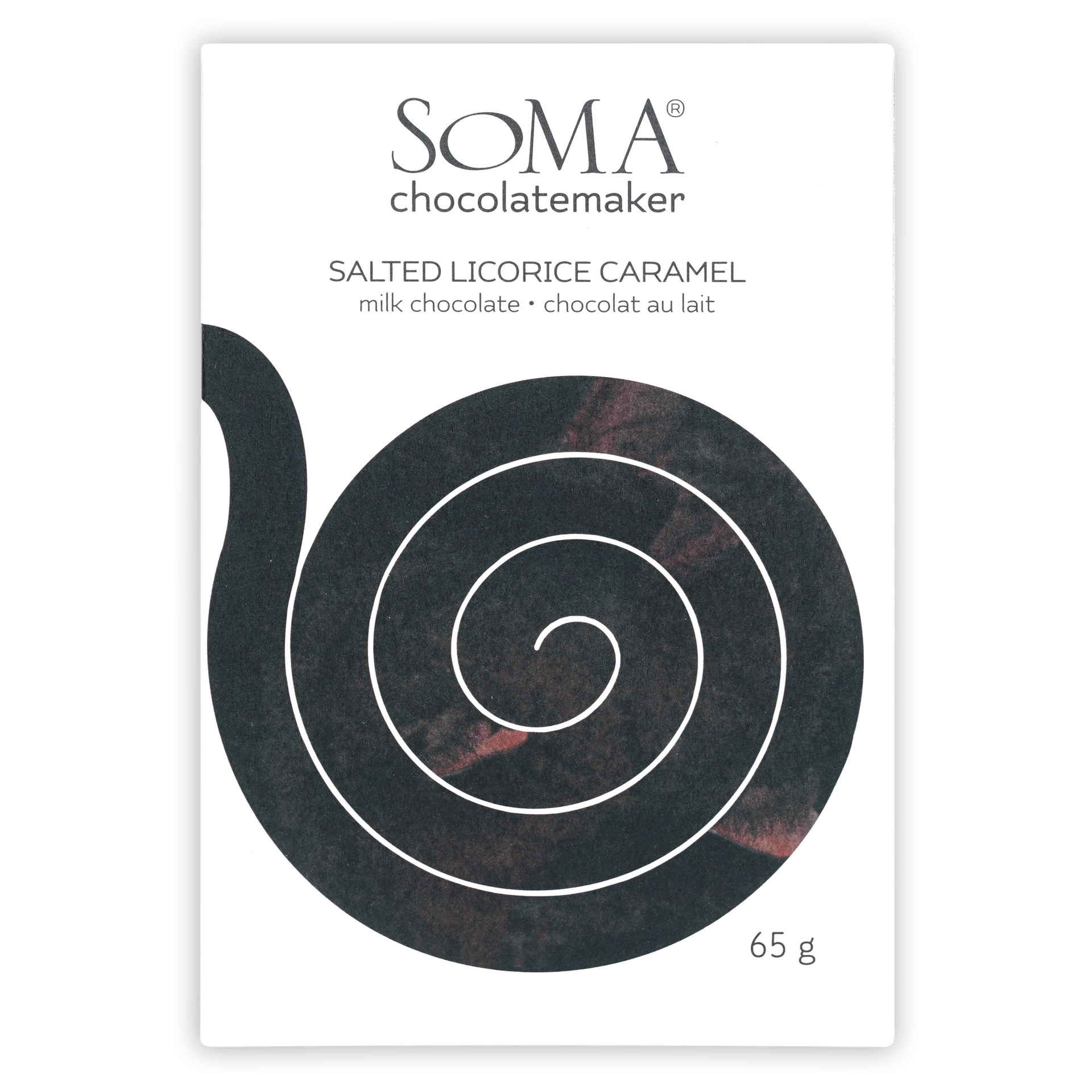 Soma salted licorice caramel milk chocolate bar, 65g