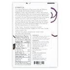Soma Stratus Icewine lees white chocolate bar wrapper back with purple swirls