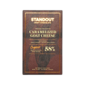 Standout Craft Chocolate Caramelized Goat Cheese 58% bar, dark brown box with gold text and border, 50g.