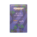 Standout Craft Chocolate bar, purple box with black currant illustration, marked Nordic Nature Black Currant 63%.