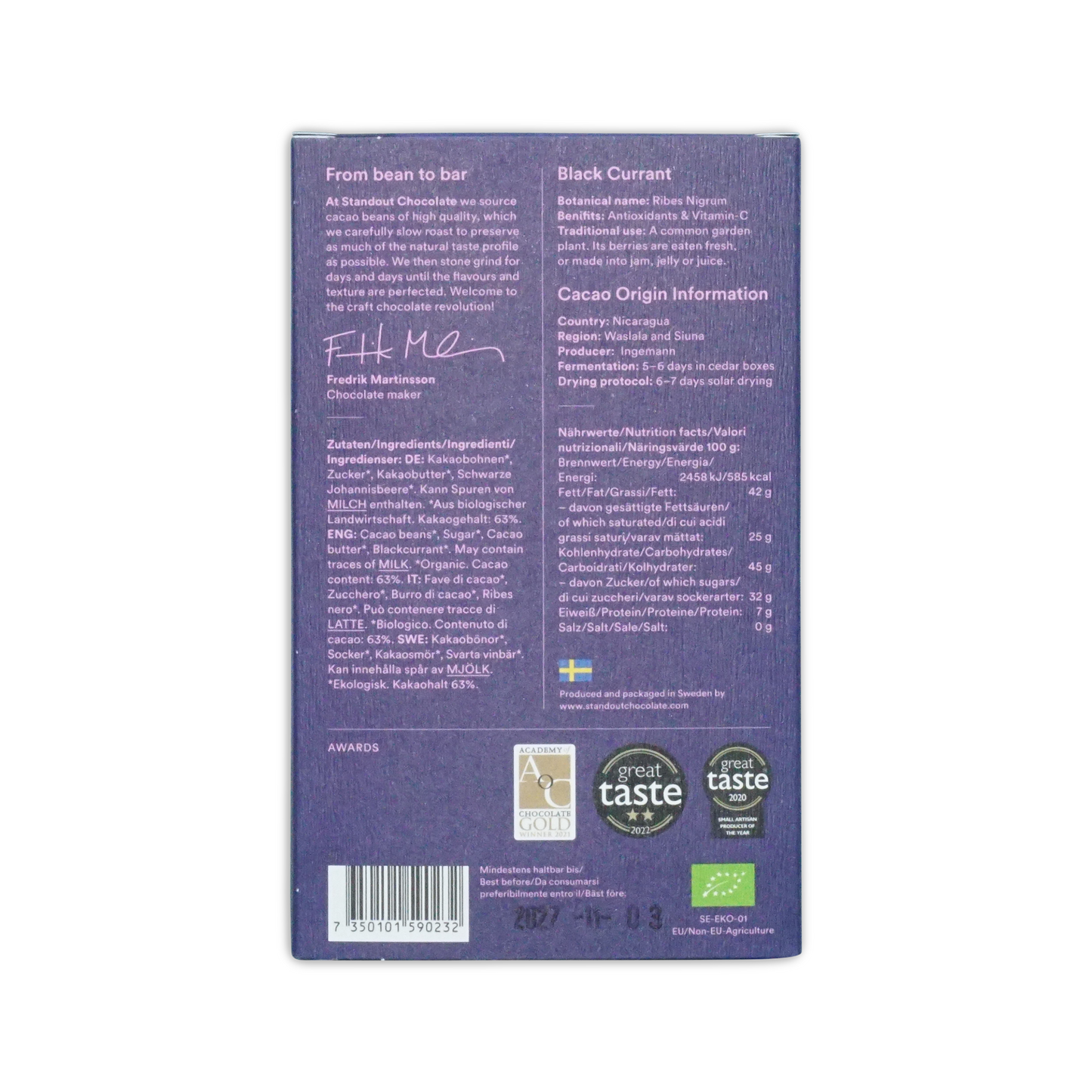 Standout Chocolate Nordic Nature Blueberry 63%
